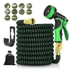 EVERSO - Manguera Retráctil Expandible Jardín 30 Metros Con Pistola Verde