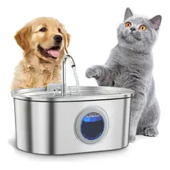 EVERSO - Fuente Dispensador Agua Bebedero Mascotas Acero Inoxidable