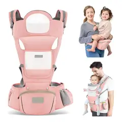 EVERSO - Mochila Portabebés Ergonómica Asiento Multifuncional 6 En 1 - rosa