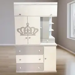 GENERICO - Ropero repisa organizador blanco con gris para niño