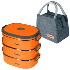Truper - Lonchera 3 piezas 20x18cm naranja 2.25L LUNCH-3 Truper