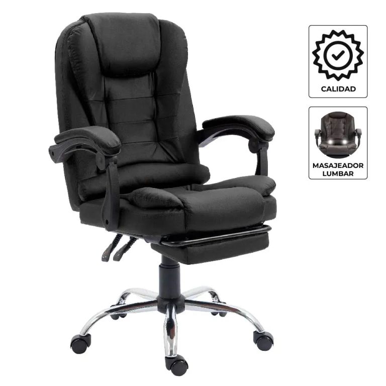 Silla de Oficina Gerencial Con Masajeador Lumbar Sillium Negro