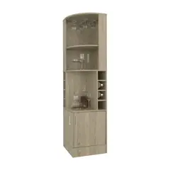 FMFURNITURE - Bar Esquinero Soporte Para Copas Fm-001C Cafe Claro