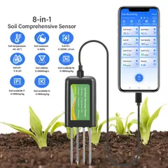 OEM - Medidor Digital de Suelo 8 en 1 Multiparámetro PH Nitrógeno Potasio Fósforo Conductividad Humedad