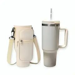 GENERICO - Combo Termo Premium Hermético Doble Pico y Funda Carry All Day para Vaso Tomatodo de 900 a 1250 ml