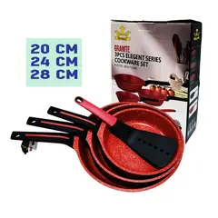 SUPREMO - Set de Sartenes 20, 24 y 28 cm SUPREMA Cerámico Antiadherente Rojo