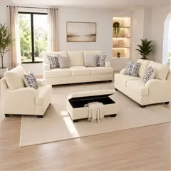 AMBIHOME - Juego de sala 3-2-1 Velora + Banqueta baúl de regalo