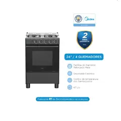 MIDEA - COCINA DE PIE A GAS 4 HORNILLAS NEGRO - MGS24FS2LFABBC-PE