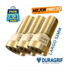 DURAGRIF - Pack de Acoples Extra Largo Bronce Pesado 1/2" Para Instalación Sanitaria - 3 Piezas -