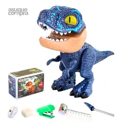 GENERICO - Dino Azul 5 en 1 con Útiles Escolares para Niños