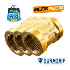 DURAGRIF - Pack De Unión Bronce 1/2 Pesada Para Instalación Sanitaria - 3 Piezas -