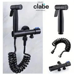 GENERICO - DUCHA BIDET CON LLAVE DOBLE KIT COMPLETO PARA INODODRO ACERO NEGRO