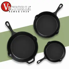 VICTORIA - Set De Sartenes 3 Piezas Hierro Fundido