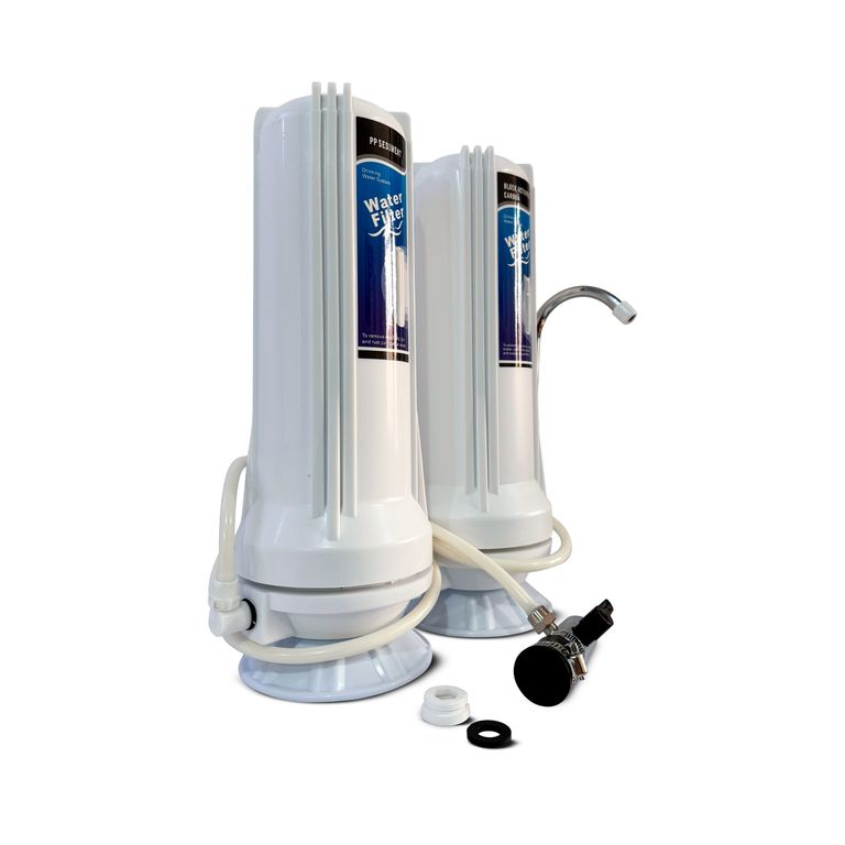 Purificador de agua doble sobre lavadero Yakua