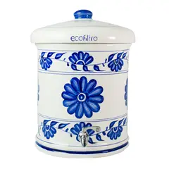 ECOFILTRO - Ecofiltro purificador de agua artesanal Cerámico 21 L Flor Azul