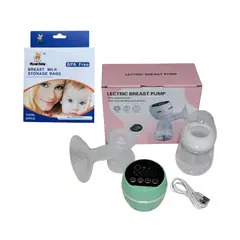 GENERICO - Pack Premium Extractor de Leche Eléctrico Portátil Verde + Bolsas Recolectoras