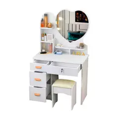 GENERICO - Tocador de Maquillaje Con Espejo y Taburete Para Dormitorio Blanco