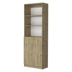 FMFURNITURE - Librero Estante 2 Puertas Melamina Fm-020C Cafe Claro