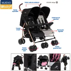EBABY - Coche Mellicero con Respaldar Gris
