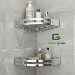 GREEN HOUSE - ESQUINERO ORGANIZADOR DUCHA- COCINA CROMADO BRILLANTE  ACERO PACK 2 unidades