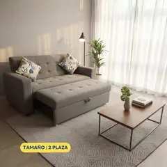 GENERICO - Sofá Cama Mónaco Gris  - 2 Plazas en Tela Antifluido de 170 cm x 75 cm Extensible a 150 cm