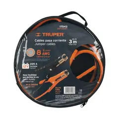 TRUPER - Cables pasa corriente 3 m, 225 A, 8 AWG,