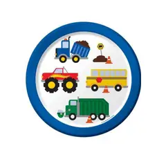 GENERICO - PLATOS DESCARTABLES PARA TORTA DISEÑO CARRITOS 10 UNIDADES