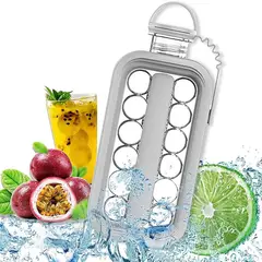 GENERICO - HIELERA BOTELLA PORTÁTIL MOLDE TRITAN PARA 17 HIELOS REDONDOS REUSABLE