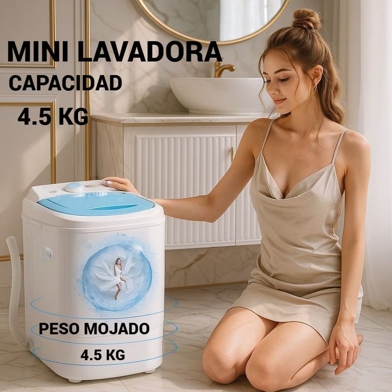 MINI LAVADORA ELÉCTRICA PORTÁTIL DE ROPA ZAPATILLA CON ESCOBILLA PARA LAVADO 4.5KG