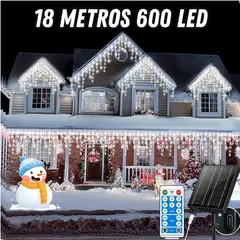 ARTEZA - Luces Cascada Solares Blancas 18M con Control Remoto y Doble Carga USB Tipo C