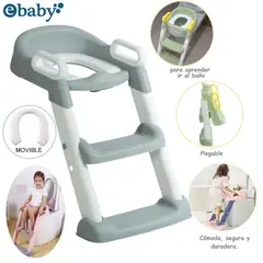 EBABY - Escalera de Baño para Bebes con Reposabrazos  Gris