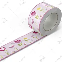 GENERICO - Cenefa Autoadhesiva Decorativa – Flores Fucsia con Mariposa – 5.92 mts