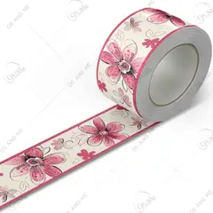GENERICO - Cenefa Decorativa Autoadhesiva – Sketch de Flores Fucsia – 5.92 mts