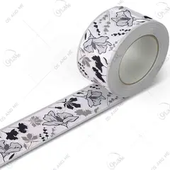 GENERICO - Cenefa Decorativa Autoadhesiva – Flores Gris y Negro – 5.92 mts