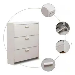 ANYHOGAR - Zapatero De Madera 3 Cajones 120x60x24cm Color Blanco