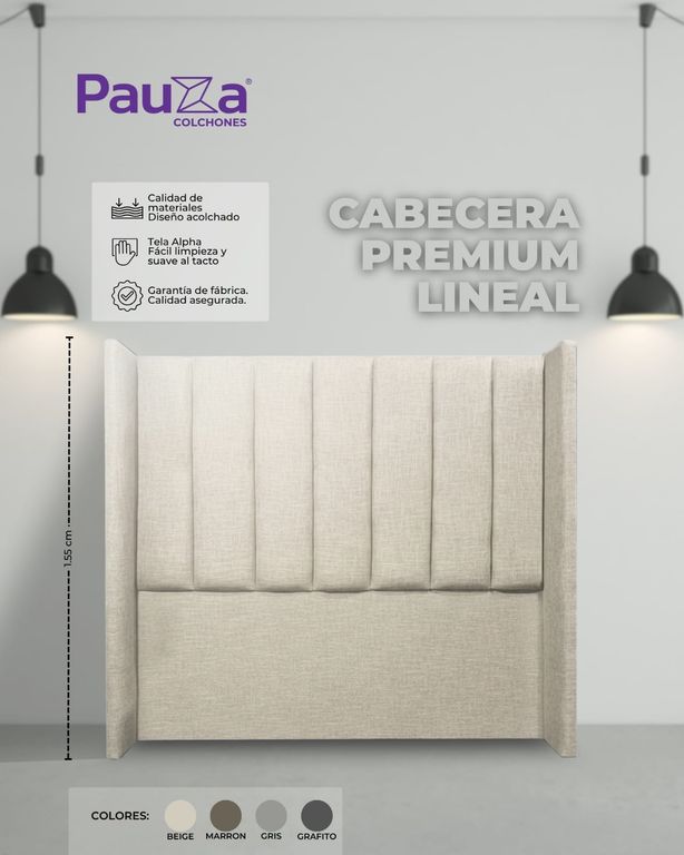 CABECERA PAUZA PREMIUM LINEAL 1.5 PLZ BEIGE