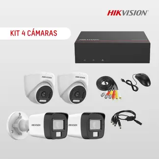 Hikvision - Kit de 4 cámaras Analógicas con Edvr incluye SSD de 512GB integrado