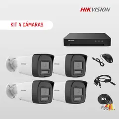 HIKVISION - Kit de 4 cámaras analógicas de audio bidireccional con DVR XT + disco duro de 1 Tera