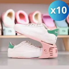 GENERICO - Pack x 10 Organizadores De Calzado De Altura Ajustable - Rosado