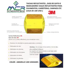 3M - TACHAS REFLECTANTES OJOS DE GATO O MARCADORES VIALES PARA PAVIMENTOS 100UND AMARILLO
