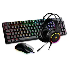 ANTRYX - Kit Gaming Antryx GC-3100x3 Black Teclado Mouse Auricular LED RGB SWITCH BLUE