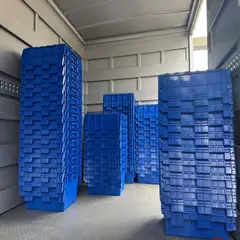 WENCO - CONTENEDOR INDUSTRIAL DE POLIETILENO CON TAPA ABATIBLE 52 LT - PACK 3