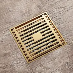 GENERICO - Sumidero Desagüe Rejilla 10x10cm Anti olores Dorado Oro Brillante Acero SS304