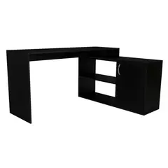 FMFURNITURE - Escritorio En L 1 Puerta Y Estantes  Fm-032N Negro