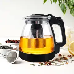 GENERICO - Tetera de Vidrio Infusor de Té con Filtro 1.8 Litros