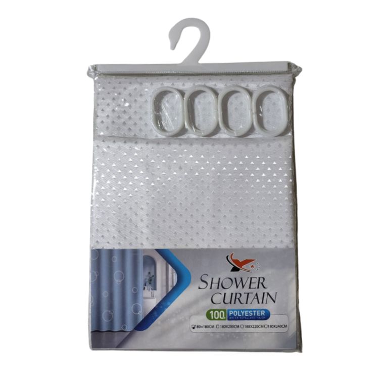 Cortina de Ducha Impermeable de Poliéster Blanco 180x180 cm