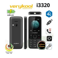 VERYKOOL - CELULAR BASICO i3320 4G DUAL SIM -NEGRO