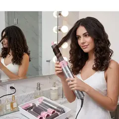 GENERICO - Peine Cabello Cepillo Secador 5 en 1 Alisador Rizador Multifuncional / Rosado