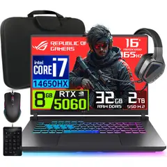 ASUS - Laptop Asus Rog Strix G16 2025 Core I7 14650hx, 32gb RAM, 2TB SSD, Rtx5060 8GB, 16" WUXGA 165Hz