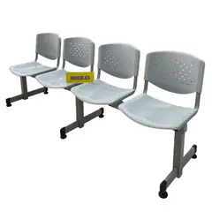 TEMEL - Banca de Espera Tándem de 4 Asientos Color Gris – Modelo T4 – TEMEL
